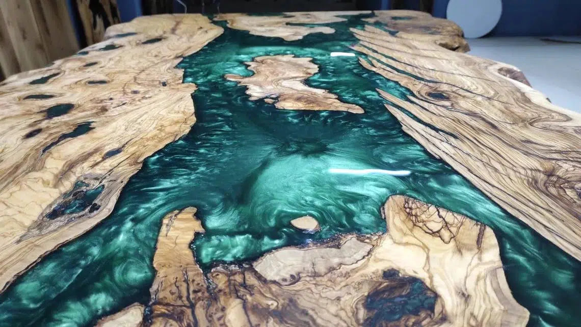 Personalized LARGE EPOXY TABLE, Resin Dining Table For 2 , 4 , 6, 8 River Dining Table Top, Wood Epoxy Coffee Table Top, Living Room Table-Tuzech store