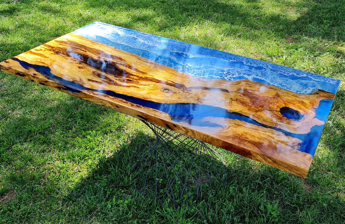 Personalized LARGE EPOXY TABLE, Resin Dining Table For 2 , 4 , 6, 8 River Dining Table Top, Wood Epoxy Coffee Table Top, Living Room Table-Tuzech store