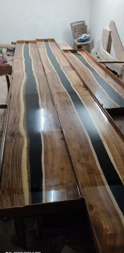 TUZECH Customized Large Indoor Obsidian Black Epoxy Resin Table Coffee Table Conference Table Kitchen Table End/Side Table Console Table Coastal Table Home Décor