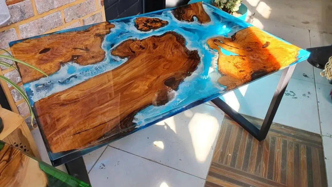 Personalized LARGE EPOXY TABLE, Resin Dining Table For 2 , 4 , 6, 8 River Dining Table Top, Wood Epoxy Coffee Table Top, Living Room Table-Tuzech store
