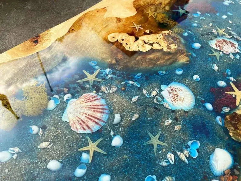 Personalized LARGE EPOXY TABLE, Resin Dining Table For 2 , 4 , 6, 8 River Dining Table Top, Wood Epoxy Coffee Table Top, Living Room Table-Tuzech store