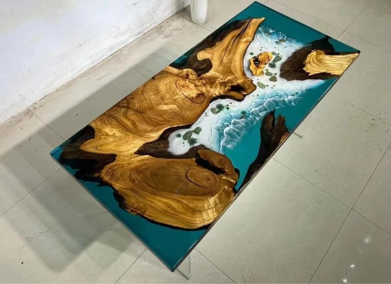 Customized Large Epoxy Table, Desert Multi Ocean Look, Resin Dining Table for 2, 4, 6, 8, Epoxy Coffee Table, Living Room Table, Home décor