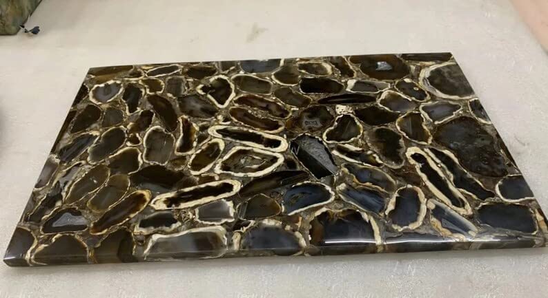 TUZECH Customized Black Agate Stone/Marble Dining Table for 2 4 6 8 Living Room Table Bar Counter Wall Décor Ceiling Frame