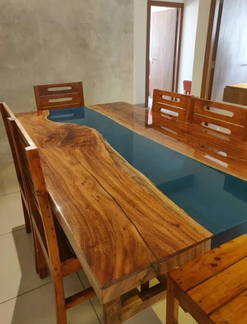 Personalized Large EPOXY Table, Resin Dining Table for 2, 4, 6, 8 River Dining Table, Wood Epoxy Coffee Table Top, Living Room Table-Tuzech store