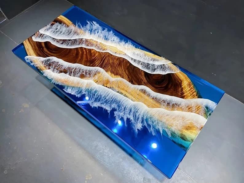 Personalized Large EPOXY Table, Resin Dining Table for 2, 4, 6, 8 River Dining Table Top, Wood Epoxy Coffee Table Top, Living Room Table-Tuzech store