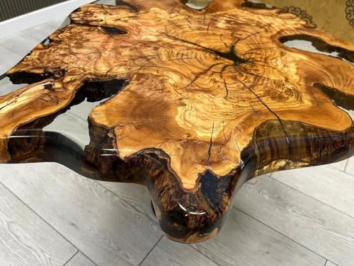Exquisite Clear Transparent Live Edge Round Epoxy Resin Table Dining Table Coffee Table Kitchen Table Patio Table Console Table Side Table Centre Table