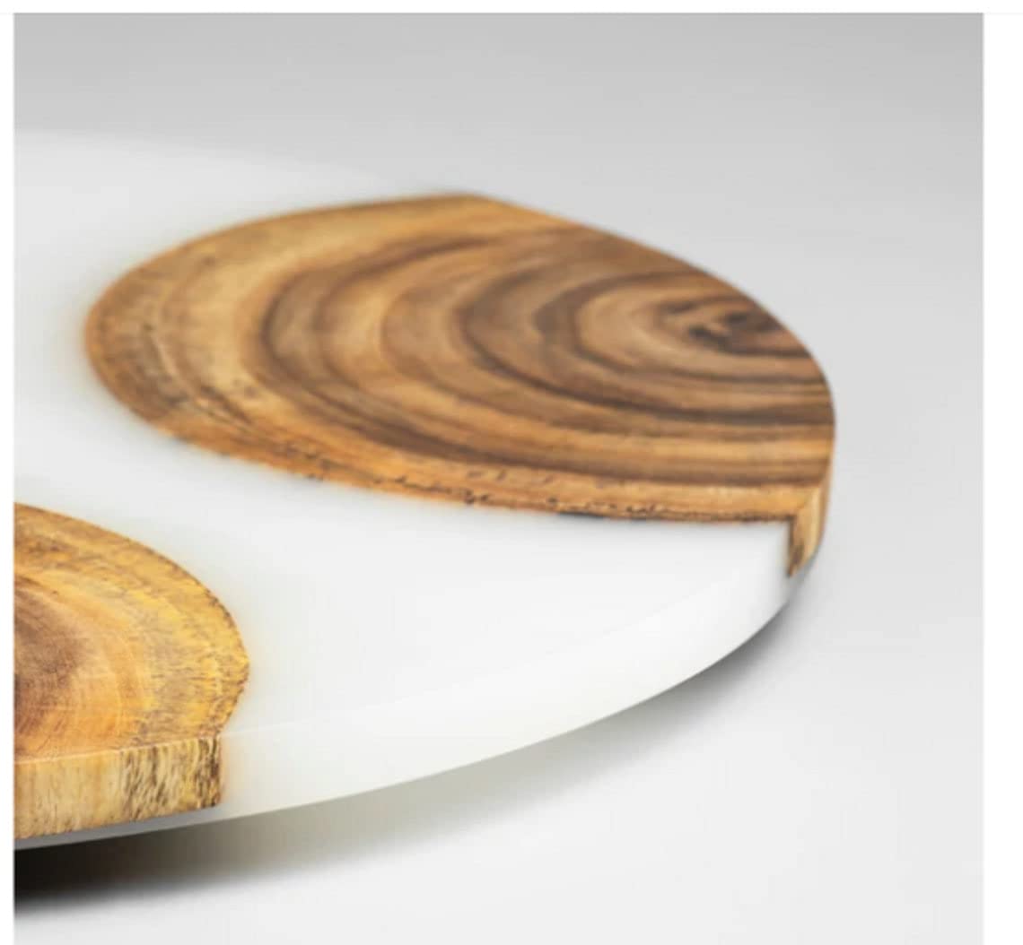 TUZECH Large EPOXY , Resin Lazy Susan with Blue epoxy, Table Centerpiece, Kitchen Art, Home Decor, Wedding Gift 18''Inches-Tuzech store