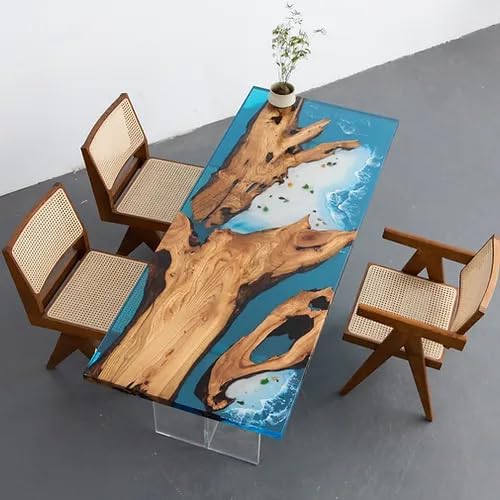 Custom Made Ocean Look Epoxy Realistic Ocean Beach Feel with Waves Table Dining Table Coffee Table End Table Bar Counter Top Living Room Table Wall Art Wooden Table
