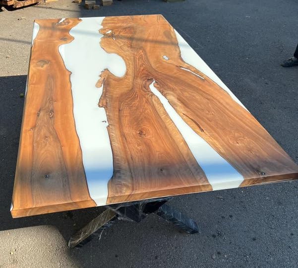 Customized Large Epoxy Table, Classic White Epoxy, Resin Dining Table for 2, 4, 6, 8, Epoxy Coffee Table, Living Room Table, Home décor