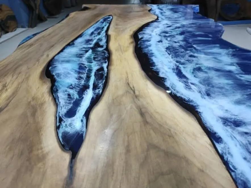 TUZECH Personalized Ocean Sea River Epoxy Resin Dining Table Living Room Table Resin Table for 2, 4, 6, 8 Living Room Table Console Table Bar Counter Home Décor