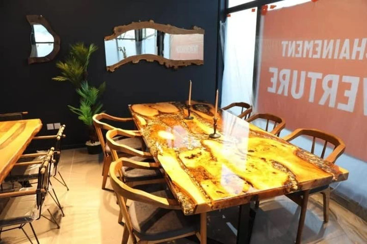 Personalized Large EPOXY Table, Resin Dining Table for 2, 4, 6, 8 River Dining Table Top, Wood Epoxy Coffee Table Top, Living Room Table-Tuzech store