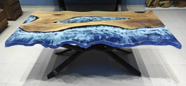 TUZECH Personalized Ocean Sea River Epoxy Resin Dining Table Living Room Table Resin Table for 2, 4, 6, 8 Living Room Table Console Table Bar Counter Home Décor