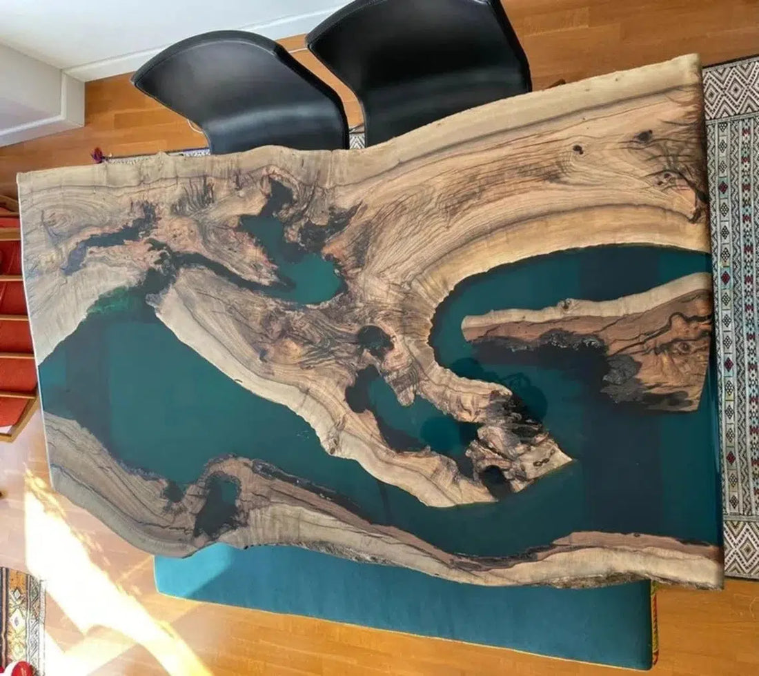Personalized LARGE EPOXY TABLE, Resin Dining Table For 2 , 4 , 6, 8 River Dining Table Top, Wood Epoxy Coffee Table Top, Living Room Table-Tuzech store