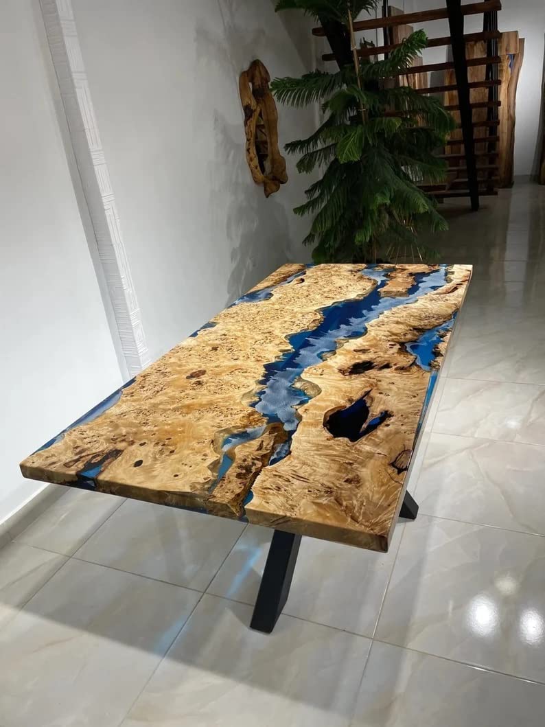 Personalized Large EPOXY Table, Resin Dining Table for 2, 4, 6, 8 River Dining Table Top, Wood Epoxy Coffee Table Top, Living Room Table-Tuzech store
