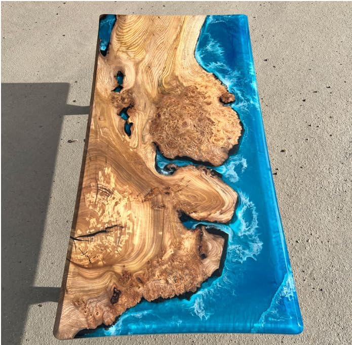 Blue Island Beach Look Epoxy Resin Dining Table Coffee Table End Table Wooden Table Living Room Table Bar Counter Home Décor Side Table Top