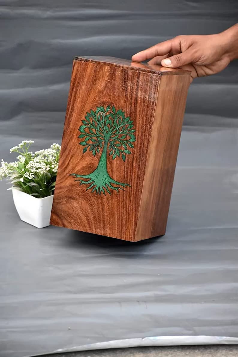 Customizable Resin Urns Adult/Pet Cremation Urns Human Ashes Decorative Wooden Urns for Funeral Urns, Name Can Be Customized-Tuzech store
