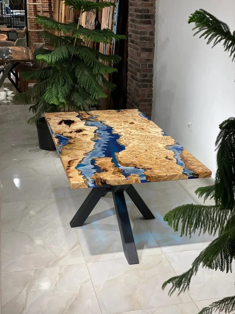 Personalized Large EPOXY Table, Resin Dining Table for 2, 4, 6, 8 River Dining Table Top, Wood Epoxy Coffee Table Top, Living Room Table-Tuzech store