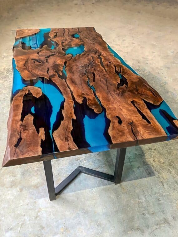 Customized Large Epoxy Table,Blue Multi River Look, Resin Dining Table for 2, 4, 6, 8, Epoxy Coffee Table, Living Room Table, Home décor