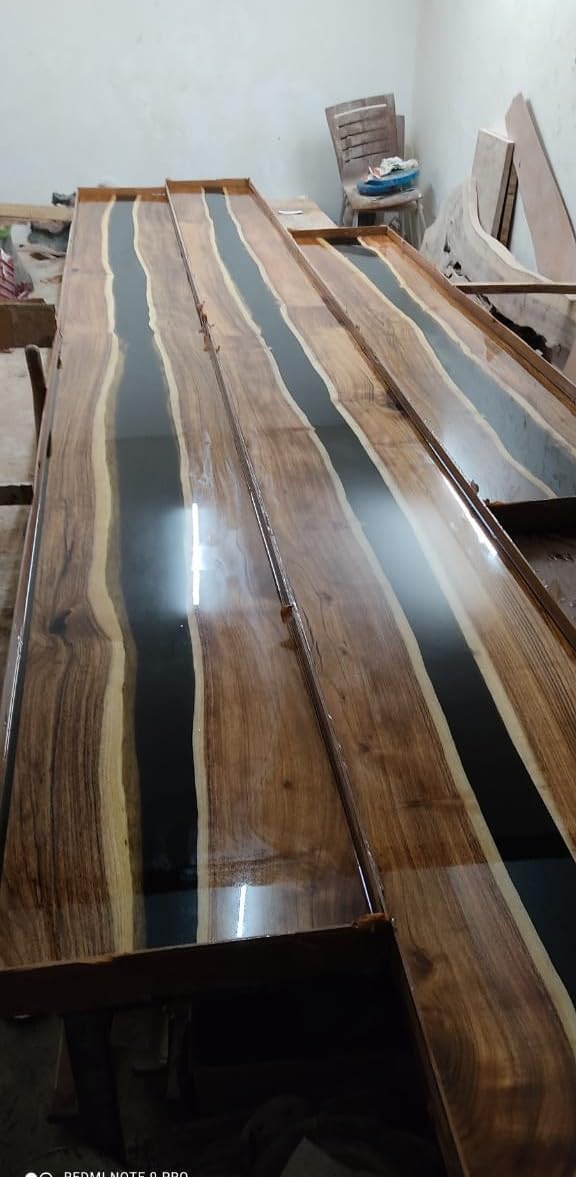 TUZECH Customized Large Indoor Obsidian Black Epoxy Resin Table Coffee Table Conference Table Kitchen Table End/Side Table Console Table Coastal Table Home Décor