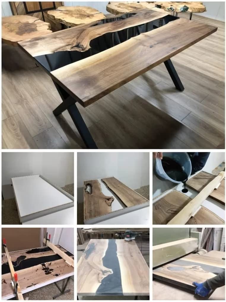 Personalized Large EPOXY Table, Resin River Dining Table Top for 2, 4, 6, 8, Wood Epoxy Coffee Table Top, Living Room Table Top-Tuzech store