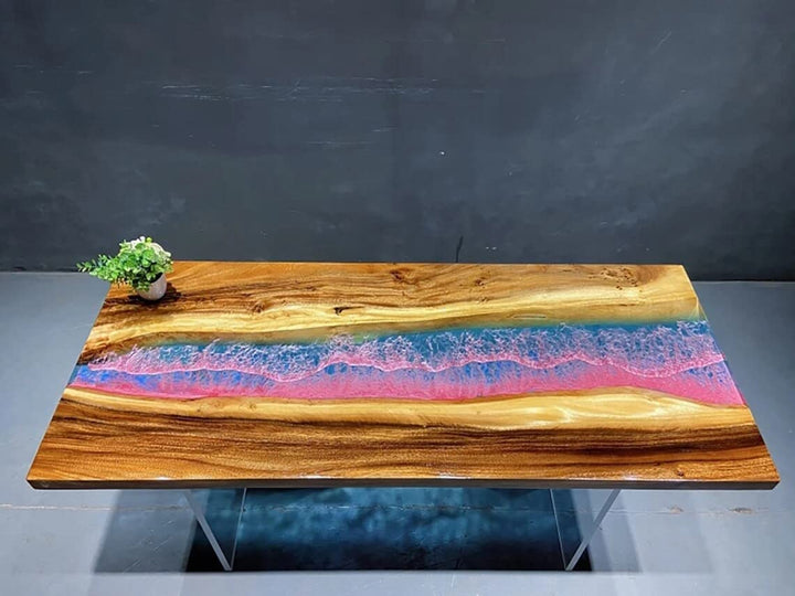 Epoxy Table Top Fully Customised Thick Resin River Table Indoor Outdoor Coffee Table Top Wooden Dining Table Top (Without Stand, 36 x 20 Inches)-Tuzech store