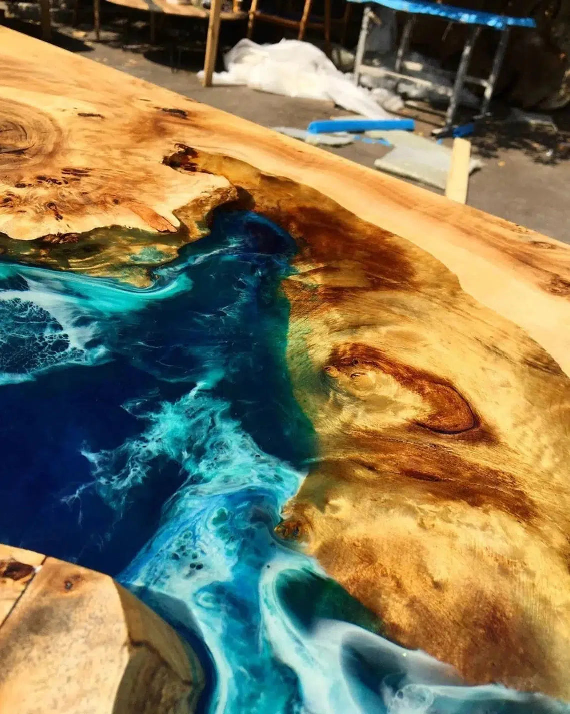 Personalized LARGE EPOXY TABLE, Resin Dining Table For 2 , 4 , 6, 8 River Dining Table Top, Wood Epoxy Coffee Table Top, Living Room Table-Tuzech store