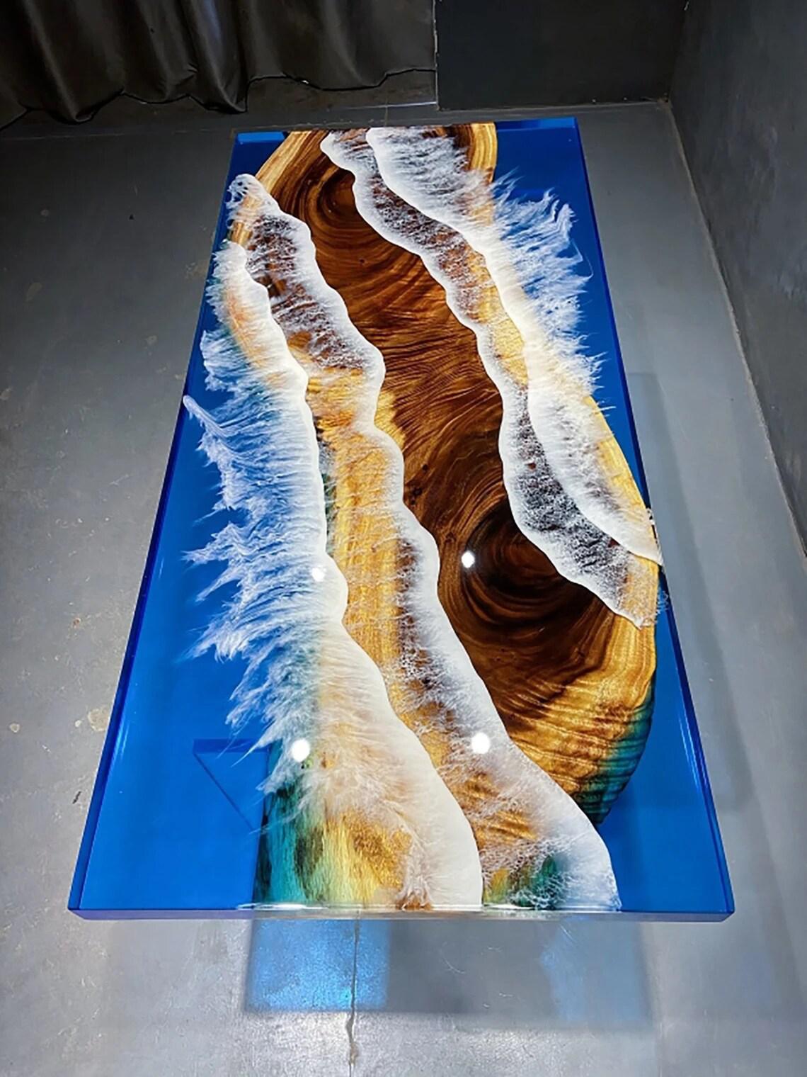 Personalized LARGE EPOXY TABLE, Resin Dining Table For 2 , 4 , 6, 8 River Dining Table Top, Wood Epoxy Coffee Table Top, Living Room Table-Tuzech store