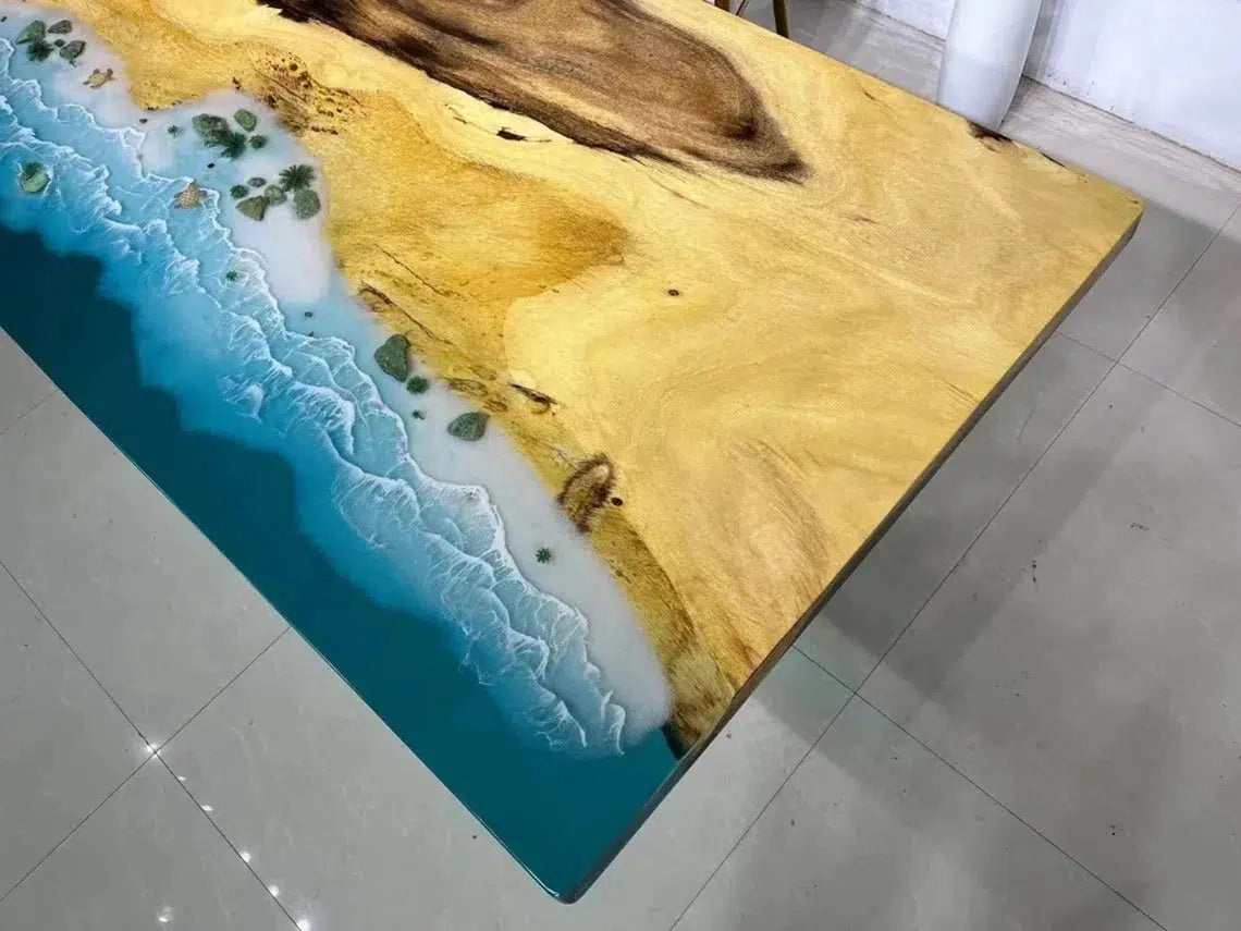 Personalized LARGE EPOXY TABLE, Resin Dining Table For 2 , 4 , 6, 8 River Dining Table Top, Wood Epoxy Coffee Table Top, Living Room Table-Tuzech store