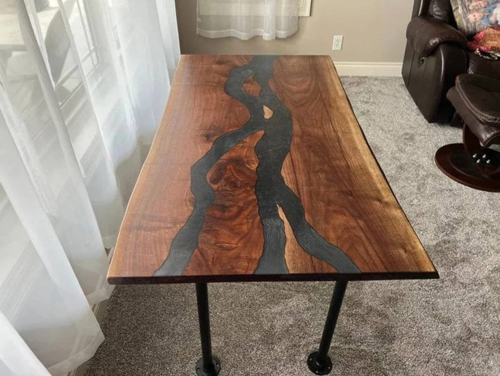 Customized Large Live Edge EPOXY Table, Resin Dining Table for 2, 4, 6, 8 River Dining Table Top, Wood Epoxy Coffee Table Top, Living Room Table-Tuzech store