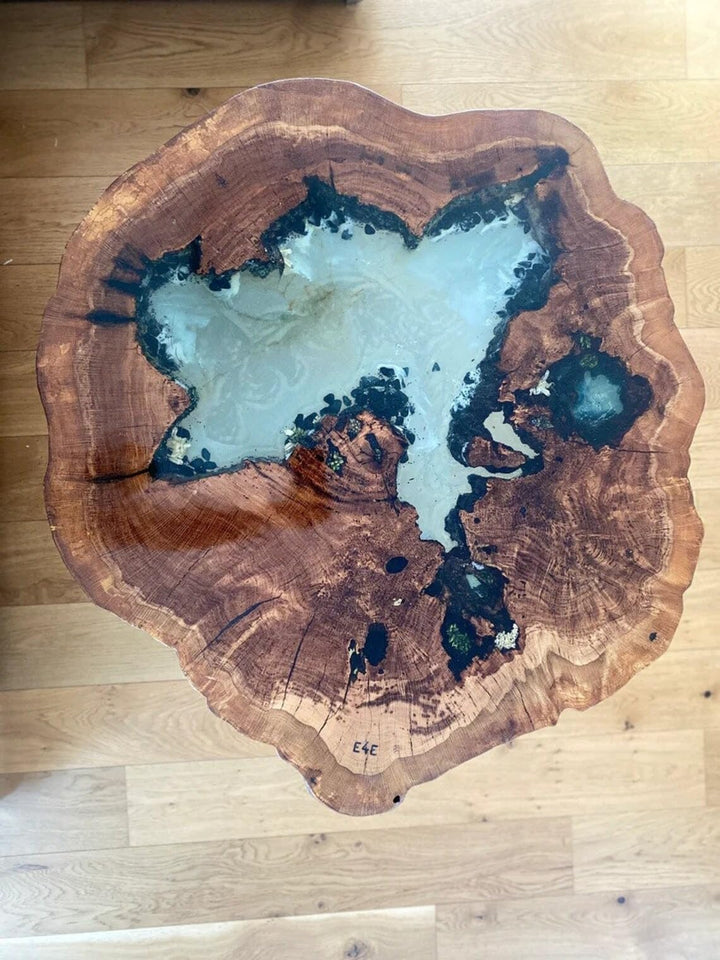Personalized Natural Wood Epoxy Resin Round Coffee Table Living Room Table Side Table Kitchen Table Centre Table End/Side Table Patio Table Home Decor Wooden Table