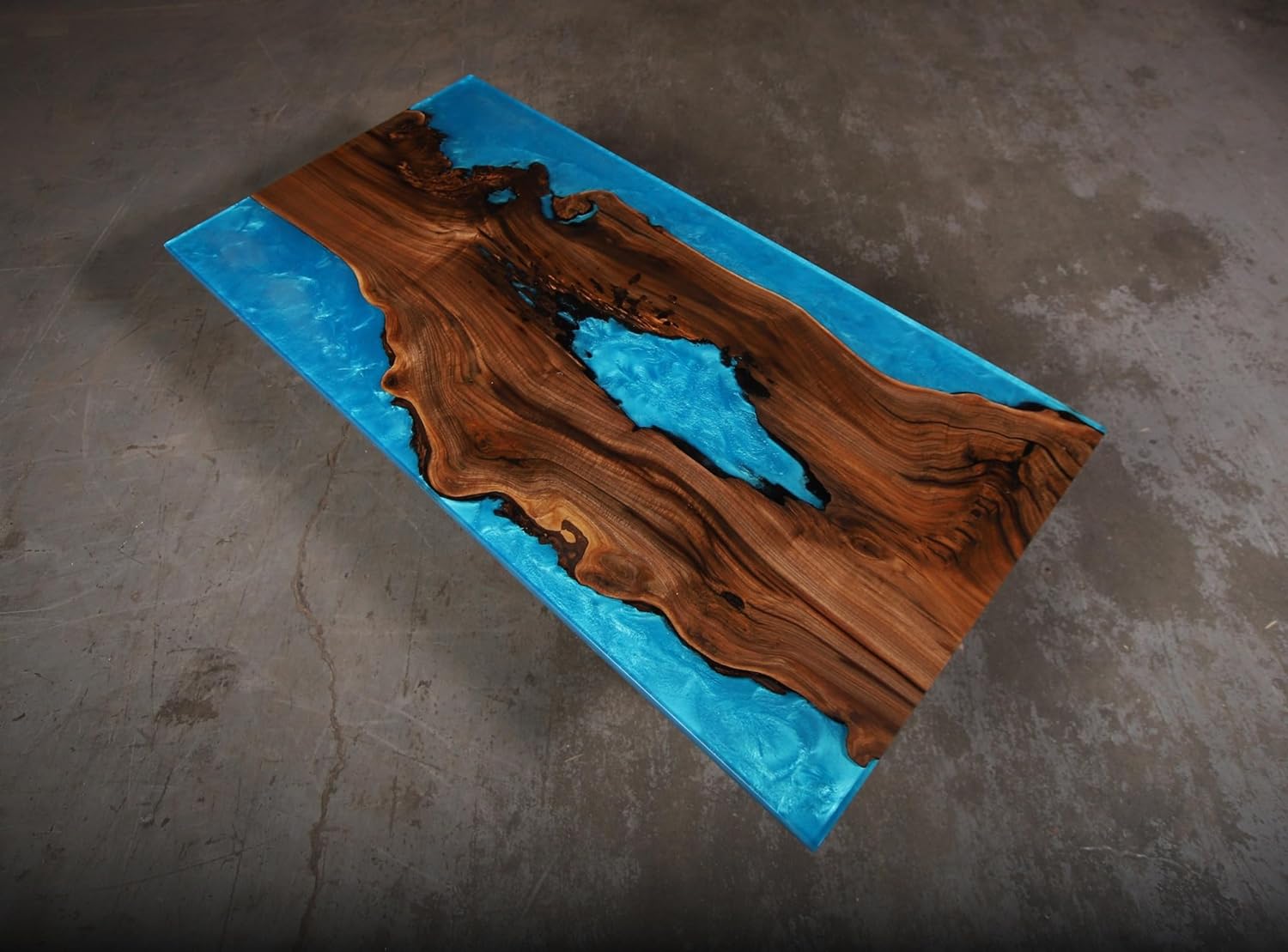 TUZECH Custom Epoxy Unique Blue River Feel with Waves Table Coastal Table Top Dining Table Coffee Table Side/End Table Home Décor
