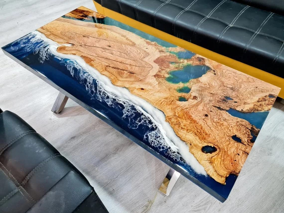Personalized Large EPOXY Table, Resin Dining Table for 2, 4, 6, 8 River Dining Table, Wood Epoxy Coffee Table Top, Living Room Table-Tuzech store