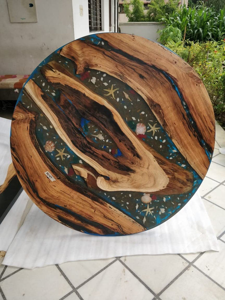 Customized Large EPOXY Table, Resin Dining Table for 2, 4, 6, 8 River Dining Table Top, Wood Epoxy Coffee Table Top, Living Room Table [46 x 46 inches]-Tuzech store