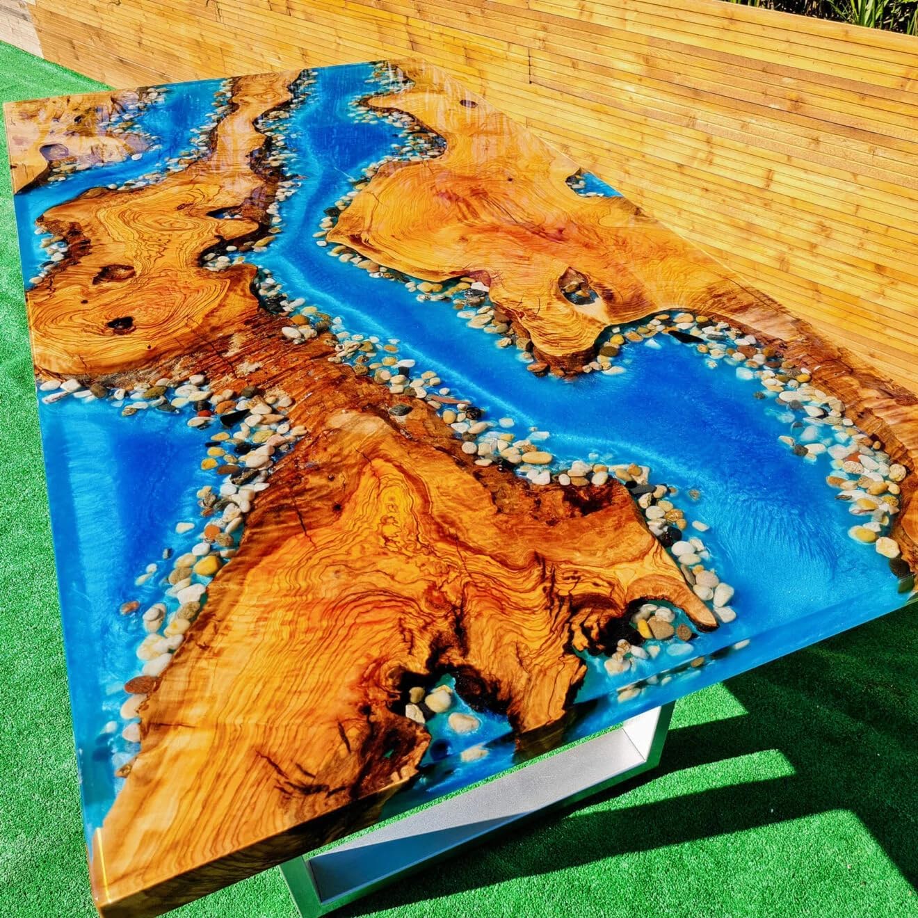 Customized Large Epoxy Table, Blue Resin Ocean Wave Look, Resin Dining Table for 2, 4, 6, 8, Epoxy Coffee Table, Living Room Table, Home décor