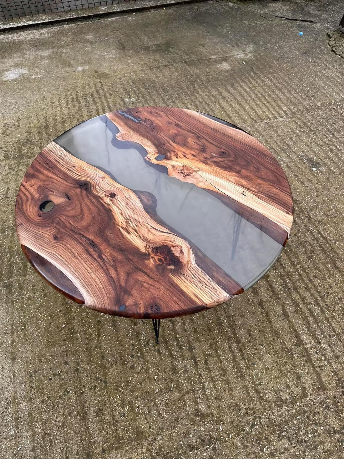 TUZECH Personalized Clear Grey Epoxy Resin Table Round Coffee Table Dining Table Patio Table Console Table Bar Counter Table Side &End Table Home Décor
