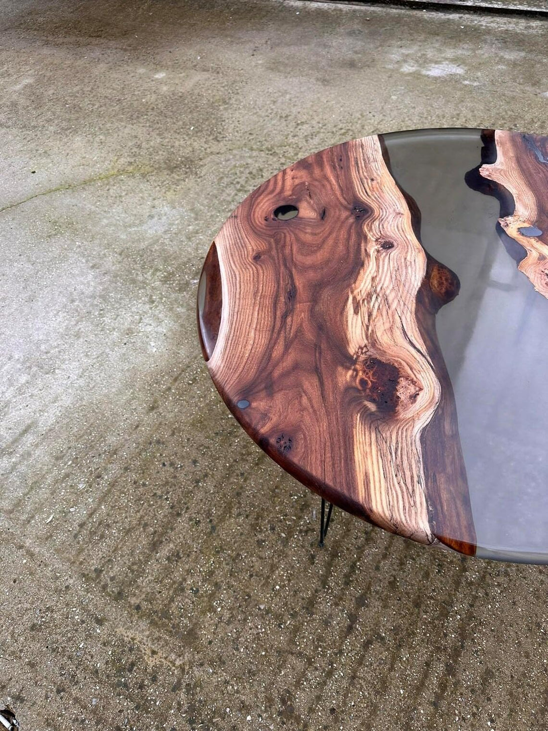 TUZECH Personalized Clear Grey Epoxy Resin Table Round Coffee Table Dining Table Patio Table Console Table Bar Counter Table Side &End Table Home Décor