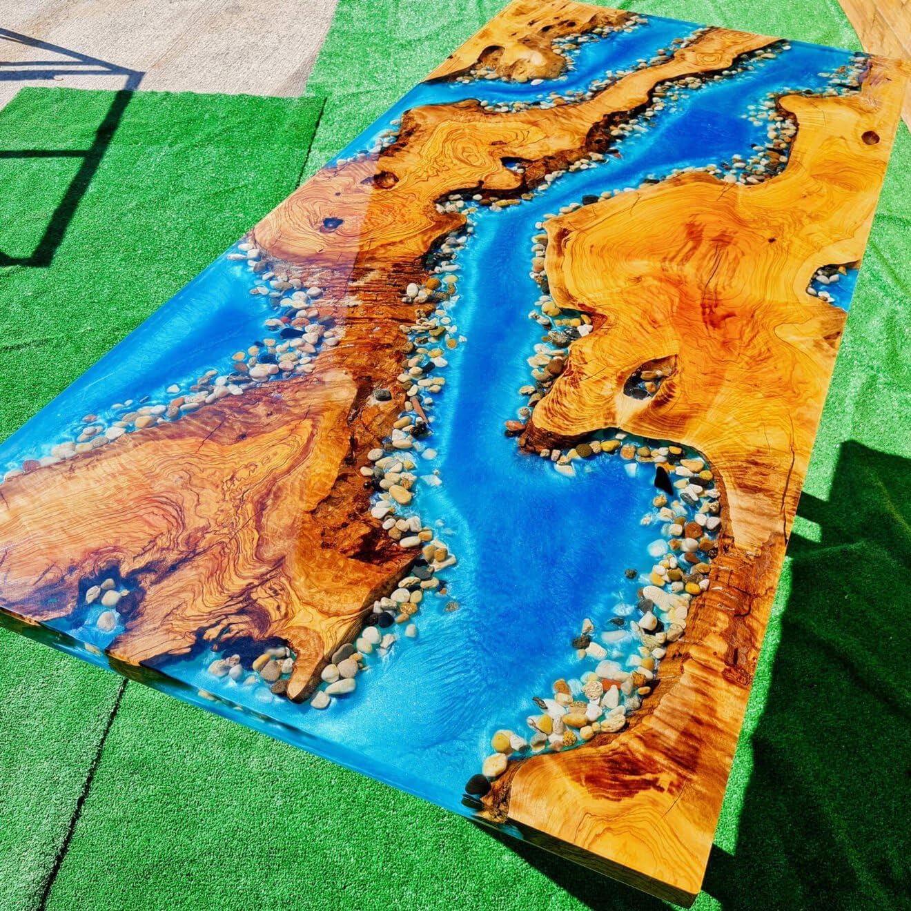 Customized Large Epoxy Table, Blue Resin Ocean Wave Look, Resin Dining Table for 2, 4, 6, 8, Epoxy Coffee Table, Living Room Table, Home décor