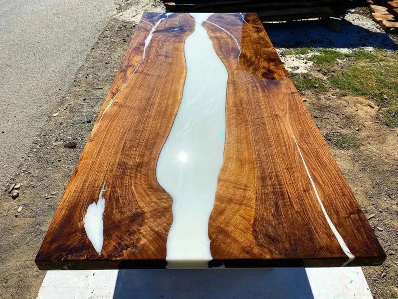 Personalized LARGE EPOXY TABLE, Resin Dining Table For 2 , 4 , 6, 8 River Dining Table Top, Wood Epoxy Coffee Table Top, Living Room Table Top-Tuzech store