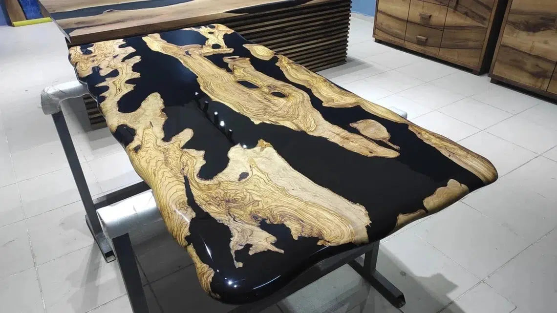 Personalized LARGE EPOXY TABLE, Resin Dining Table For 2 , 4 , 6, 8 River Dining Table Top, Wood Epoxy Coffee Table Top, Living Room Table-Tuzech store