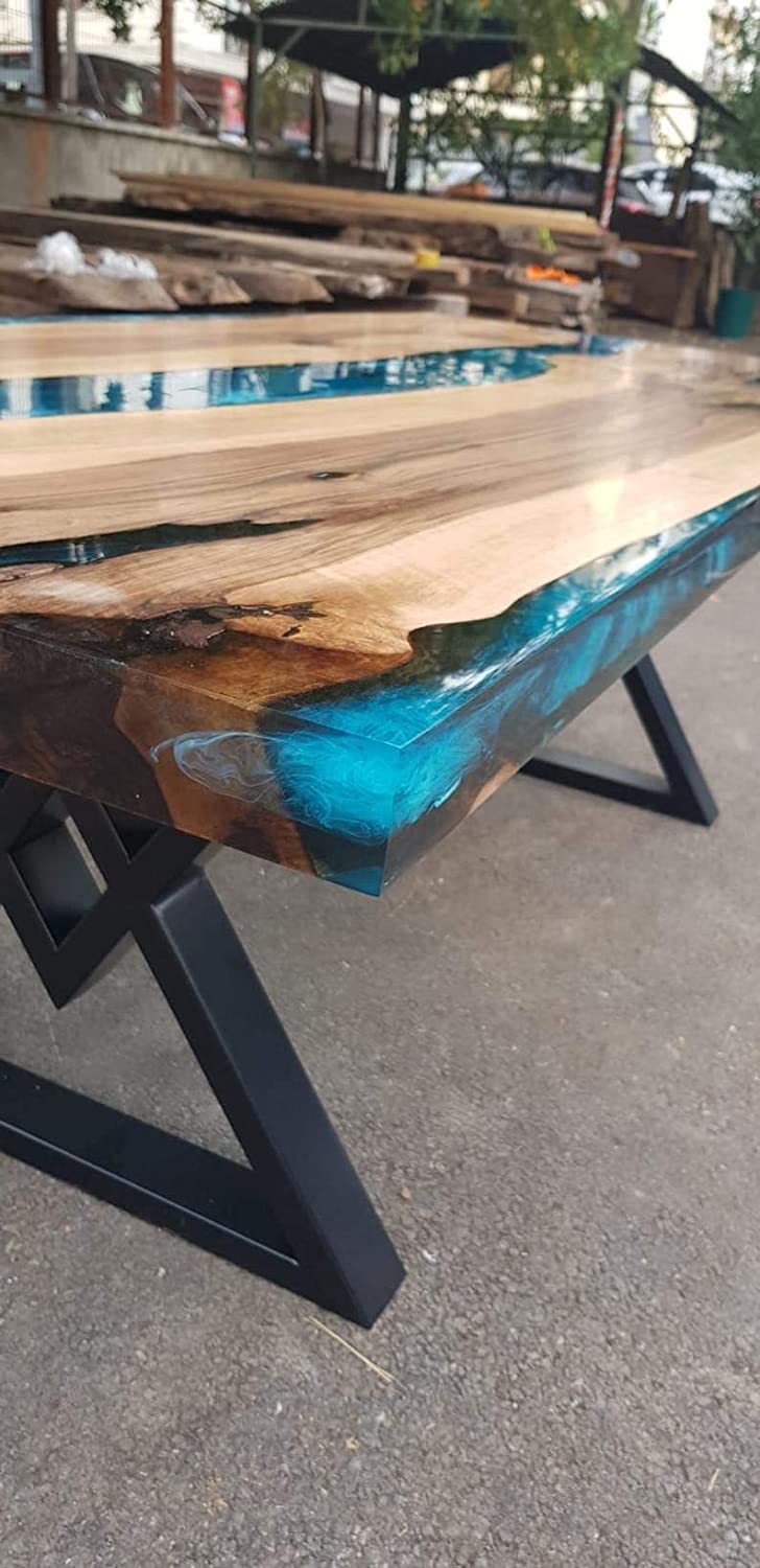 Personalized LARGE EPOXY TABLE, Resin Dining Table For 2 , 4 , 6, 8 River Dining Table Top, Wood Epoxy Coffee Table Top, Living Room Table Top-Tuzech store