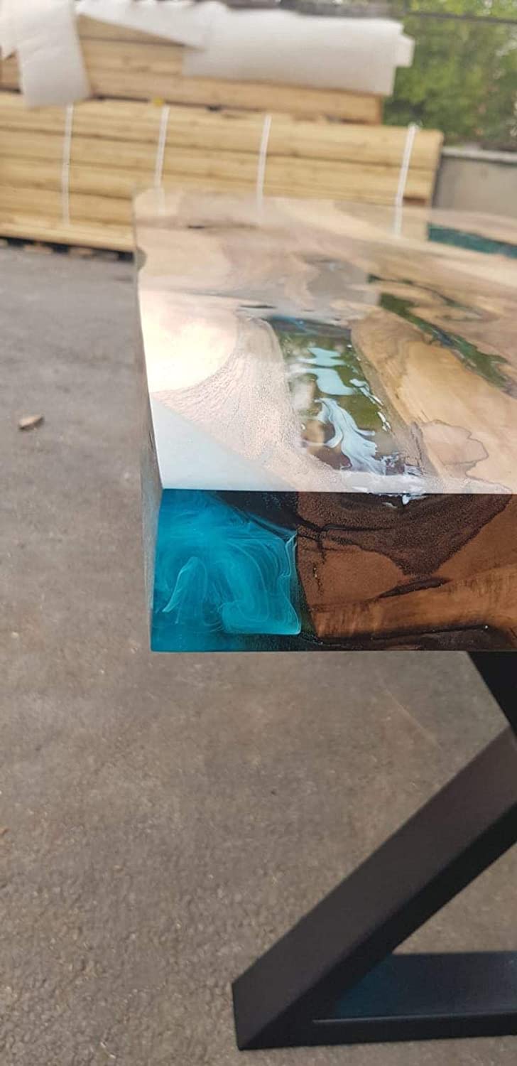 Personalized LARGE EPOXY TABLE, Resin Dining Table For 2 , 4 , 6, 8 River Dining Table Top, Wood Epoxy Coffee Table Top, Living Room Table Top-Tuzech store