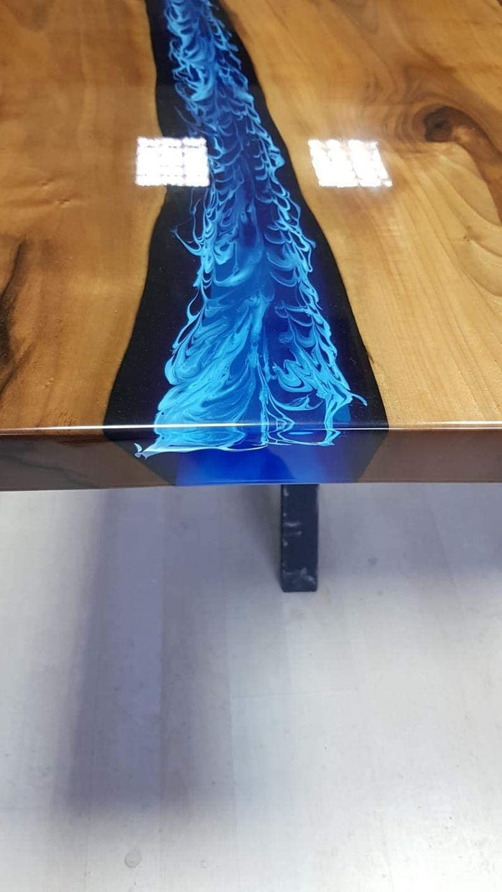 Personalized LARGE EPOXY TABLE, Resin Dining Table For 2 , 4 , 6, 8 River Dining Table Top, Wood Epoxy Coffee Table Top, Living Room Table Top-Tuzech store