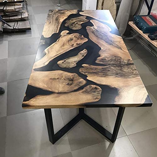 TUZECH Dining and End Tables Black epoxy Resin River Table Home & Living Furniture Living Room Furniture Walnut Dining Custom Table-Tuzech store