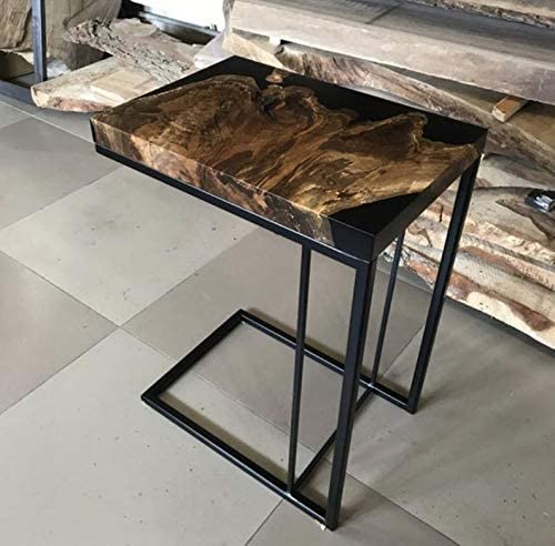 TUZECH Epoxy Coffee Table,Live Edge Coffee Table, Table,Epoxy Resin River Table,Living Room Coffee Table,Rustic Table,Olive Coffee Table (50x35x60 cm)-Tuzech store