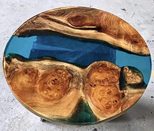TUZECH Handmade Live Edge Bespoke Live Edge epoxy Resin River Coffee Table - Round (24 Inches)-Tuzech store