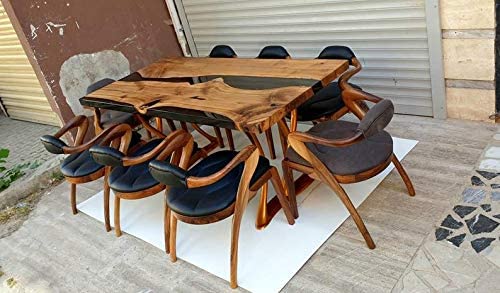TUZECH Live Edge Dining Table,Epoxy Table,Resin River Table,Live Edge Table,Dining Room Table,Live Edge Wood Slab,Resin Dining Table Wood (70x34 Inches)-Tuzech store