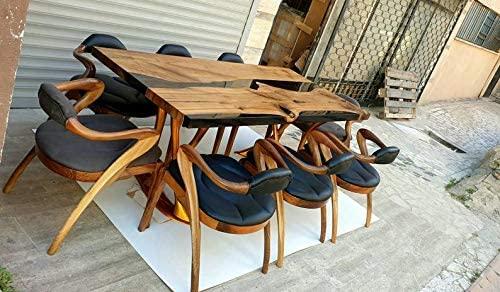 TUZECH Live Edge Dining Table,Epoxy Table,Resin River Table,Live Edge Table,Dining Room Table,Live Edge Wood Slab,Resin Dining Table Wood (70x34 Inches)-Tuzech store