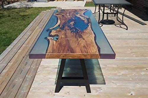 Personalized LARGE EPOXY TABLE, Resin Dining Table For 2 , 4 , 6, 8 River Dining Table Top, Wood Epoxy Coffee Table Top, Living Room Table-Tuzech store