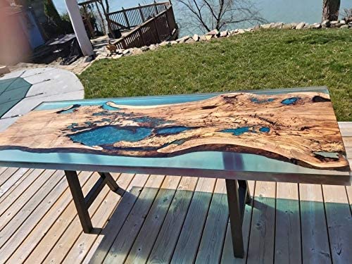Personalized LARGE EPOXY TABLE, Resin Dining Table For 2 , 4 , 6, 8 River Dining Table Top, Wood Epoxy Coffee Table Top, Living Room Table-Tuzech store