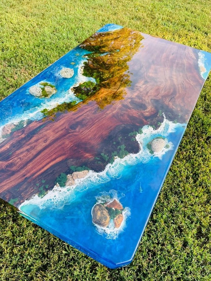 aquatic - island - waterfall - epoxy - resin - table - with - rock - and - stone - dining - table - living - room - table - coffee - table - center - table - console - table - side - end - table - patio - table - resinhomefurniture